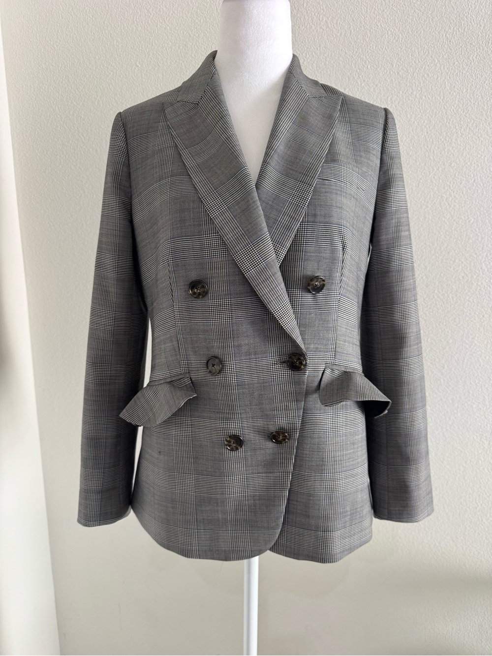 J. Crew Gray Glen Plaid Double-Breasted Blazer